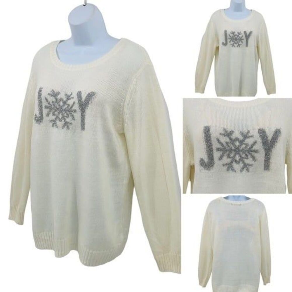 Signature Collection Metallic JOY Snowflake Sweater Sz. XL